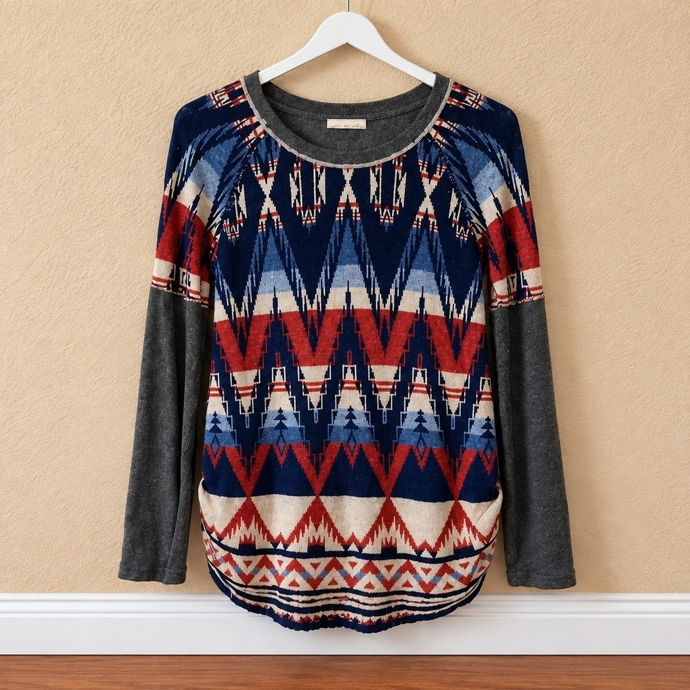 Denim & Supply Ralph Lauren Aztec Tribal Knit Top S Boho Southwestern Pullover